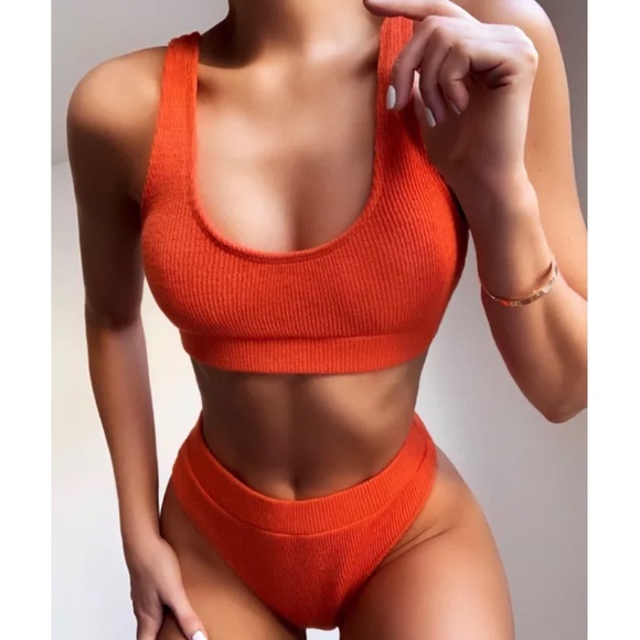Other - Orange Ribbed textured Bikini Set